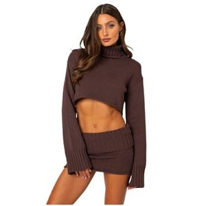 Edikted Gino Turtle Neck Cropped Sweater- S
